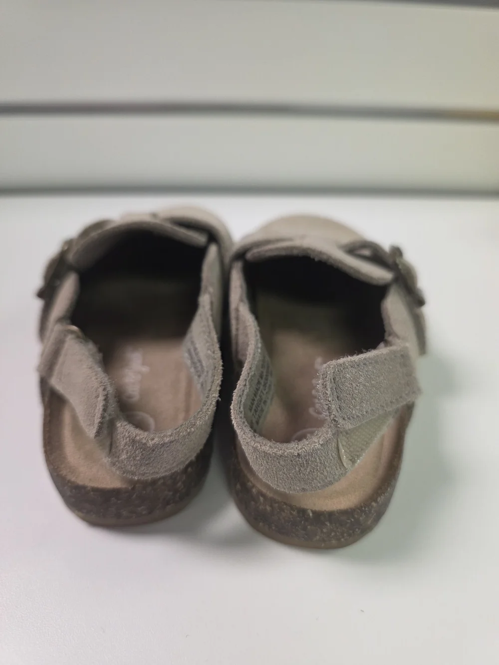 Cat & Jack Taupe Suede Kids Buckle Clog Sandals